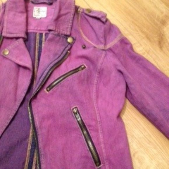 Denim biker jacket XS  pink - Picture 4 of 8